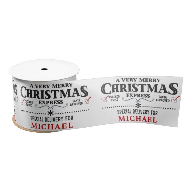 Weihnachts-Express-Lieferung Personalisierter Name Satinband (Spule)