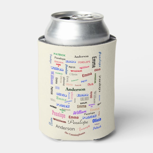 Weihnachts-Familie Word Cloud Custom einzigartig Dosenkühler (Kanne Vorderseite)