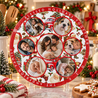Weihnachts-Familienfoto-Collage Schneidebrett