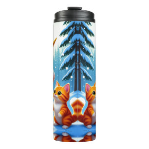 Weihnachts-Fantasie-Einhorn & süße Katze Thermosbecher
