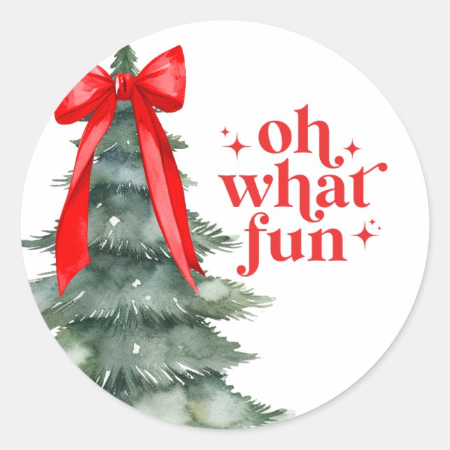Weihnachts-Feier Oh, was Spaß Runder Aufkleber (Vorderseite)