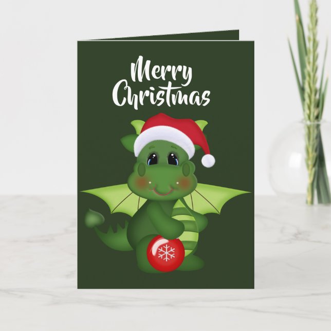 Weihnachts-Feiertag Dragon Fantasie hinzufügen Mes Karte (Vorderseite)