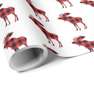 Weihnachts-Feiertage Karomuster Elch Geschenkpapier