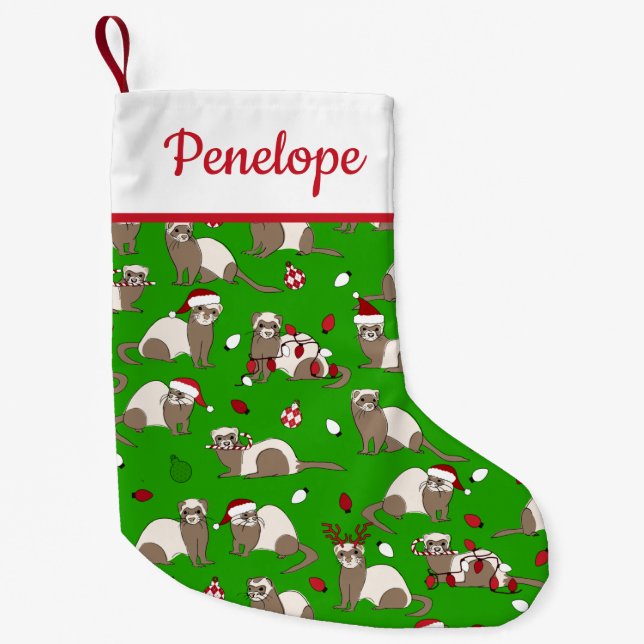 Weihnachts-Ferret-Individuelle Name Kleiner Weihnachtsstrumpf (Vorderseite)