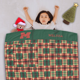 Weihnachts-festes Kariertes Monogramm Fleecedecke