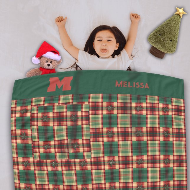 Weihnachts-festes Kariertes Monogramm Fleecedecke (Von Creator hochgeladen)