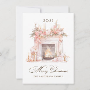 Weihnachts-Feuerplatz Familienurlaubskarte Feiertagskarte