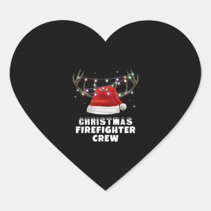 Weihnachts-Feuerwehrmann-Crew Herz-Aufkleber