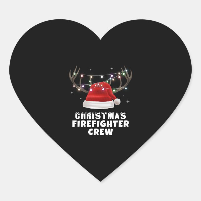 Weihnachts-Feuerwehrmann-Crew Herz-Aufkleber (Vorderseite)