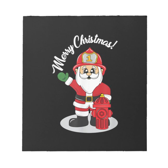 Weihnachts-Feuerwehrmann Weihnachten Winter Notizblock (Vorderseite)