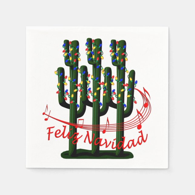 Weihnachts-Fiesta Feliz Navida Party Cocktail Serviette (Vorderseite)