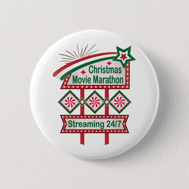 Weihnachts-Film Marathon Retro Marquee Festival Button (Vorderseite)
