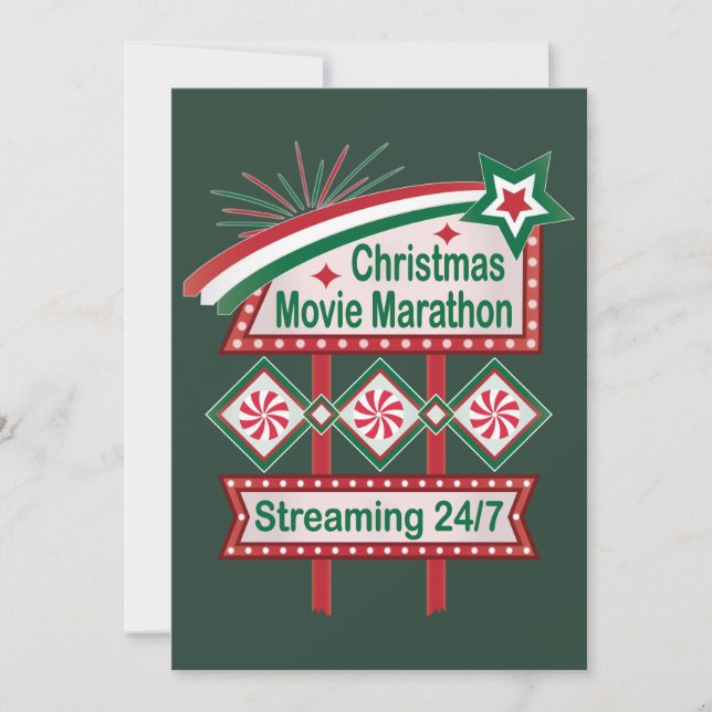 Weihnachts-Film Marathon Retro Marquee Festival Einladung (Vorderseite)