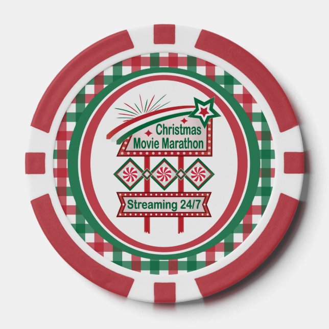 Weihnachts-Film Marathon Retro Marquee Festival Pokerchips (Vorderseite)