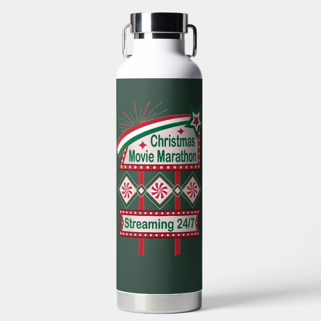 Weihnachts-Film Marathon Retro Marquee Festival Trinkflasche (Vorderseite)