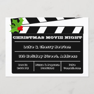 Weihnachts-Filmnacht Holly Clapboard Einladung
