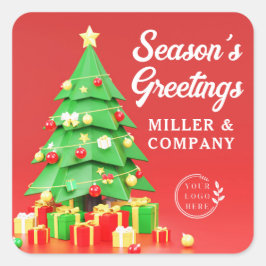 Weihnachts-Firmenlogo der Saison Quadratischer Aufkleber