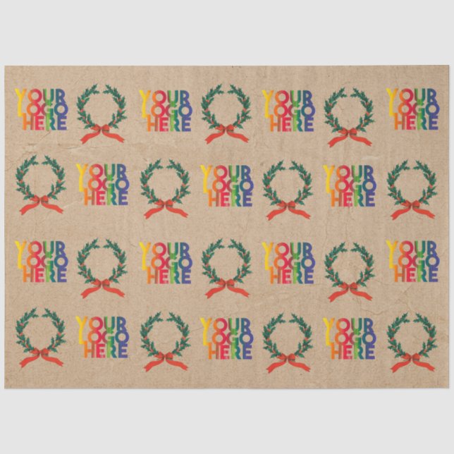 Weihnachts-Firmenlogo Vintage Kraft Seidenpapier (Vorderseite)