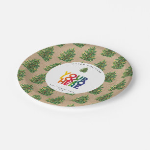 Weihnachts-Firmenlogo Vintager Weihnachtsbaum Pappteller