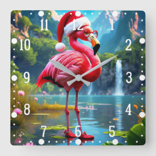 Weihnachts-Flamingo als Weihnachtsmann-47476 Uhr