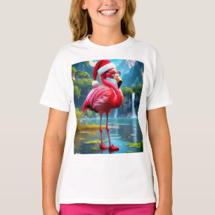 Weihnachts-Flamingo als Weihnachtsmann-47476 Uhr T-Shirt