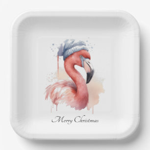 Weihnachts-Flamingo, anpassbar Pappteller