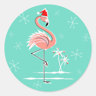 Weihnachts-Flamingo-Aufkleber Runder Aufkleber