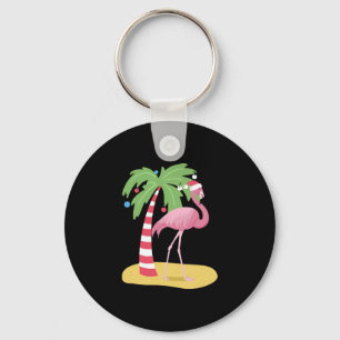 Weihnachts Flamingo Beach Schlüsselanhänger