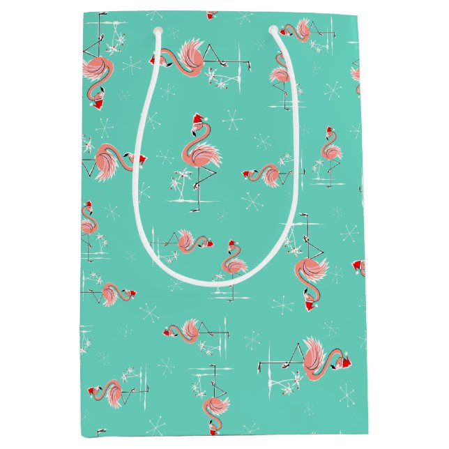 Weihnachts-Flamingo-Drehung Mittlere Geschenktüte (Vorderseite)