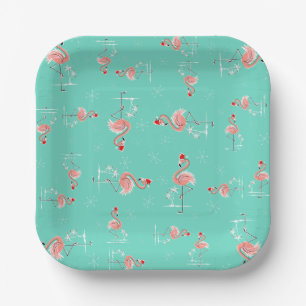 Weihnachts-Flamingo-Drehung Pappteller