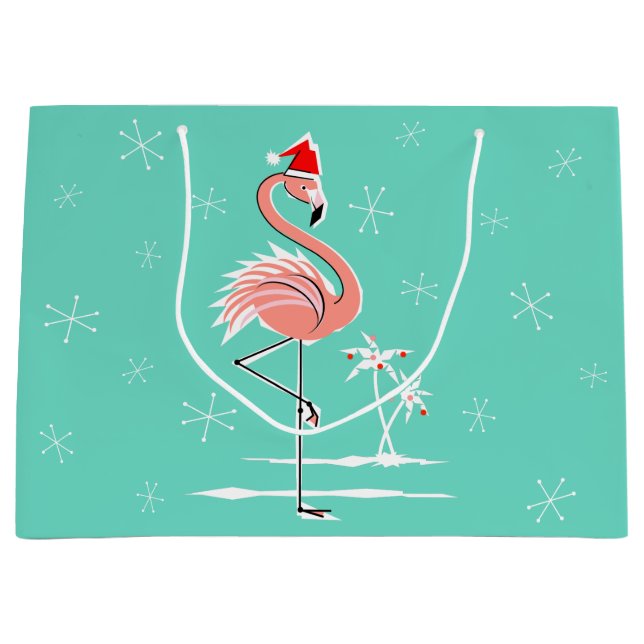 Weihnachts Flamingo große Geschenktasche Geschenktüte (Vorderseite)