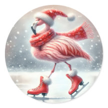 Weihnachts Flamingo Ice Skaten