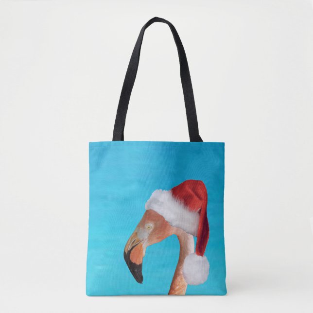 Weihnachts-Flamingo in Weihnachtsmannmütze Totasch Tasche (Vorderseite)
