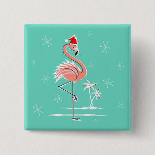 Weihnachts-Flamingo-Knopfplatz Button