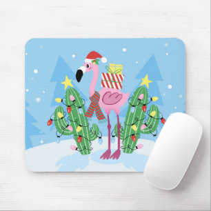 Weihnachts-Flamingo mit Kaktus Mousepad