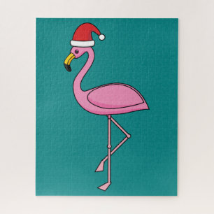 Weihnachts-Flamingo mit Weihnachtsmannmütze