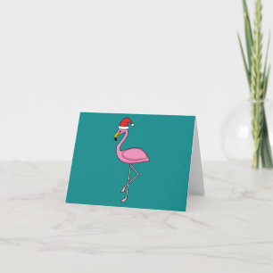 Weihnachts-Flamingo mit Weihnachtsmannmütze Karte