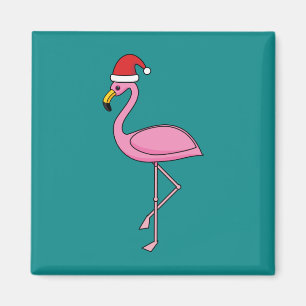 Weihnachts-Flamingo mit Weihnachtsmannmütze Magnet