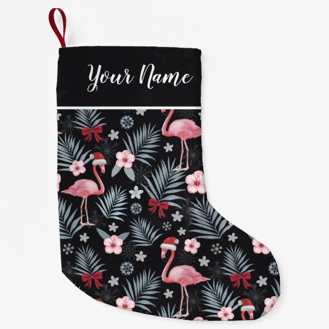 Weihnachts Flamingo Name Kleiner Weihnachtsmann St Kleiner Weihnachtsstrumpf (Vorderseite)