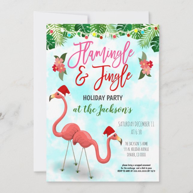 Weihnachts-Flamingo-Party Einladung (Vorderseite)