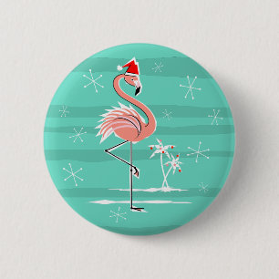 Weihnachts-Flamingo-Strip-Taste rund Button