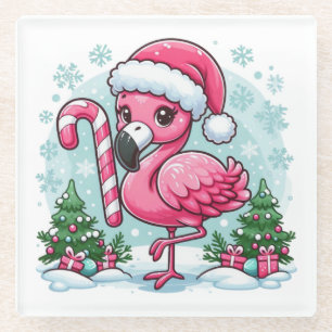 Weihnachts-Flamingo-Sublimationsgrafik  Glasuntersetzer