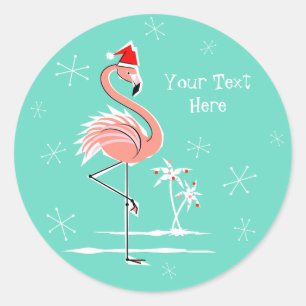 Weihnachts-Flamingo-Text-Aufkleber rund Runder Aufkleber