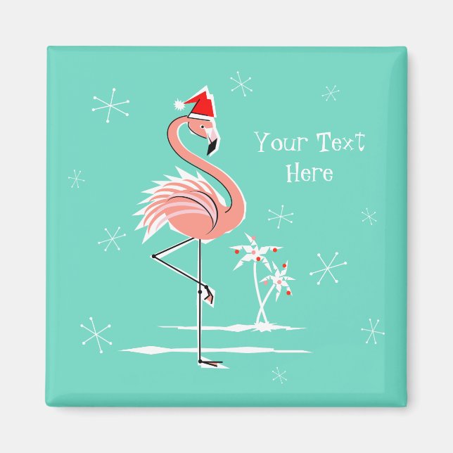 Weihnachts-Flamingo-Textmagnet-Platz Magnet (Vorne)