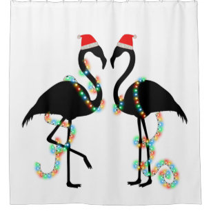weihnachts-flamingo weihnachtsmann duschvorhang