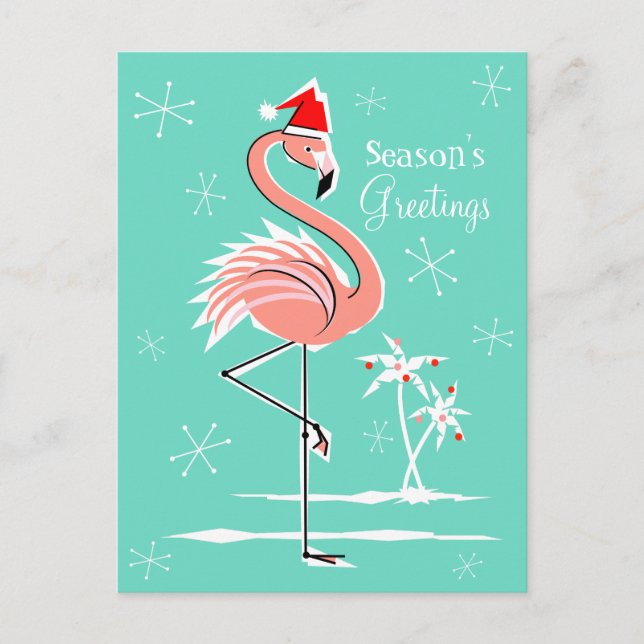 Weihnachts-Flamingo-Weihnachtspostkarte Feiertagspostkarte (Vorderseite)
