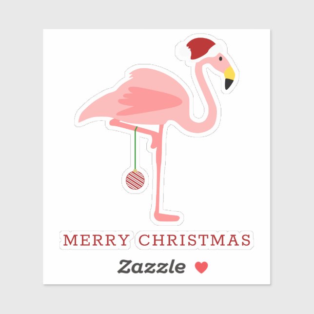 Weihnachts-Flamingos-Illustration Aufkleber (Blatt)
