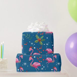 Weihnachts-Flamongs und Holly-Muster Geschenkpapier