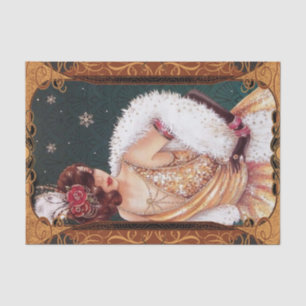 Weihnachts-Flapper-Girl in einem goldenen glitzern Seidenpapier