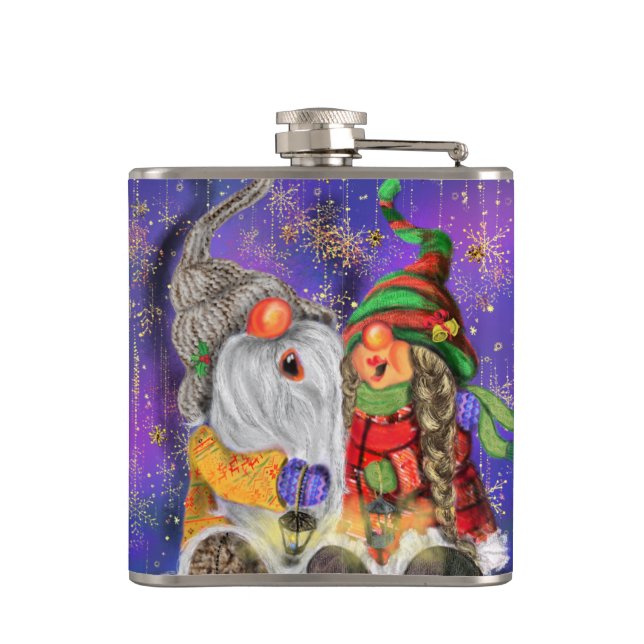 Weihnachts-Flask Couple Gnomes-Geschenk Flachmann (Rückseite)